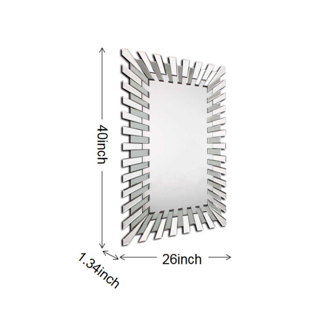 POLARIS Sunburst Accent Rectangle Glass Wall Mirror