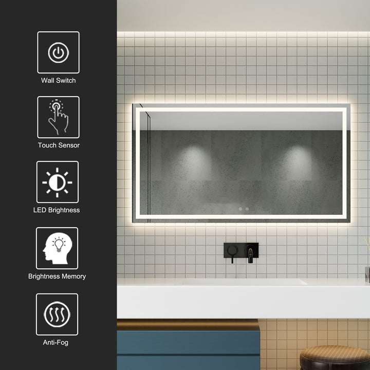 ARPINO Large Rectangle LED Llighted Bathroom Mirror