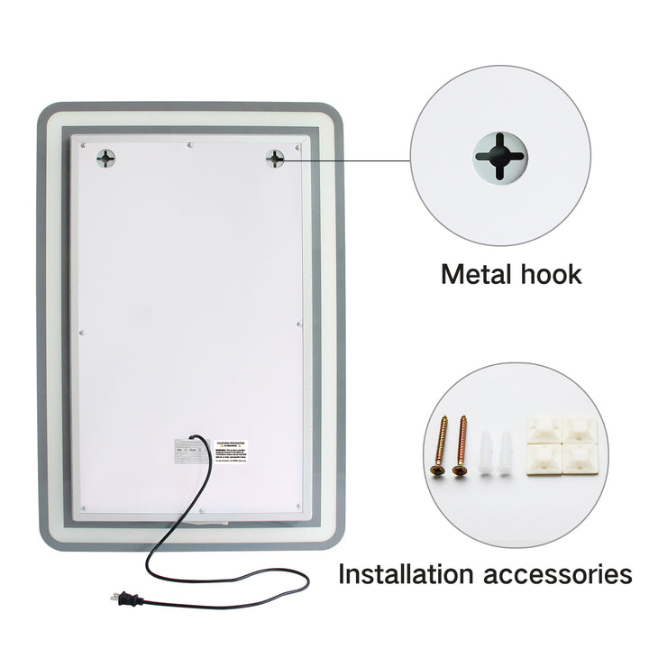 LIBRA Rectangle LED Lighted Anti-fog Bathroom Vanity Mirror