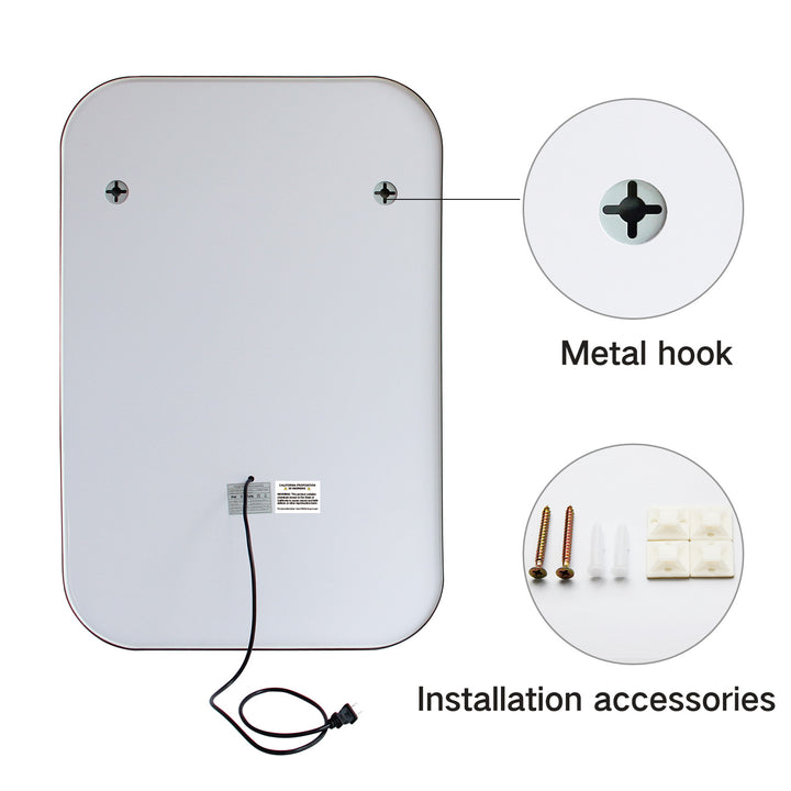 HYDRA Black Metal Bathroom Mirror with LED Lighting and Anti-Fog Feature