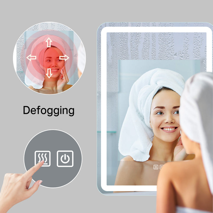 LIBRA Rectangle LED Lighted Anti-fog Bathroom Vanity Mirror