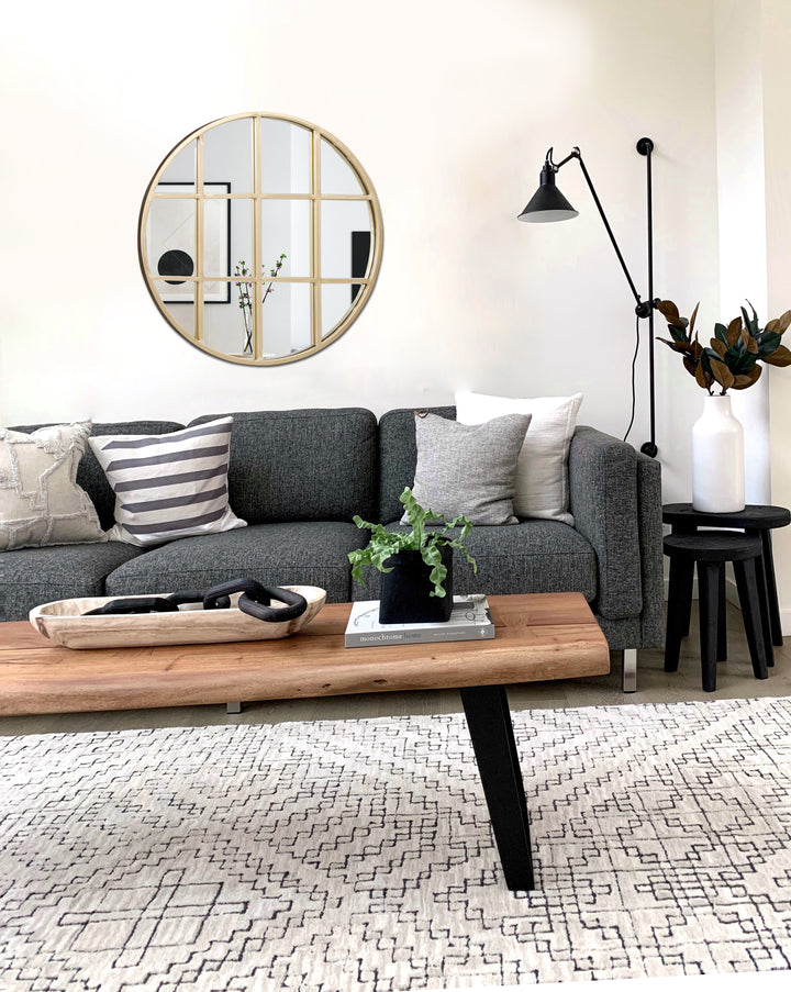 DIYA Decorative Round Window Pane Wall Mirror