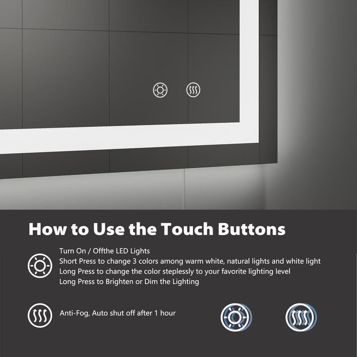 CASTEL Frameless Rectangle LED Bathroom Mirror