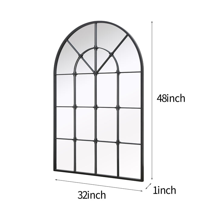 SESTO Decorative Metal Arch Windowpane Wall Mirror