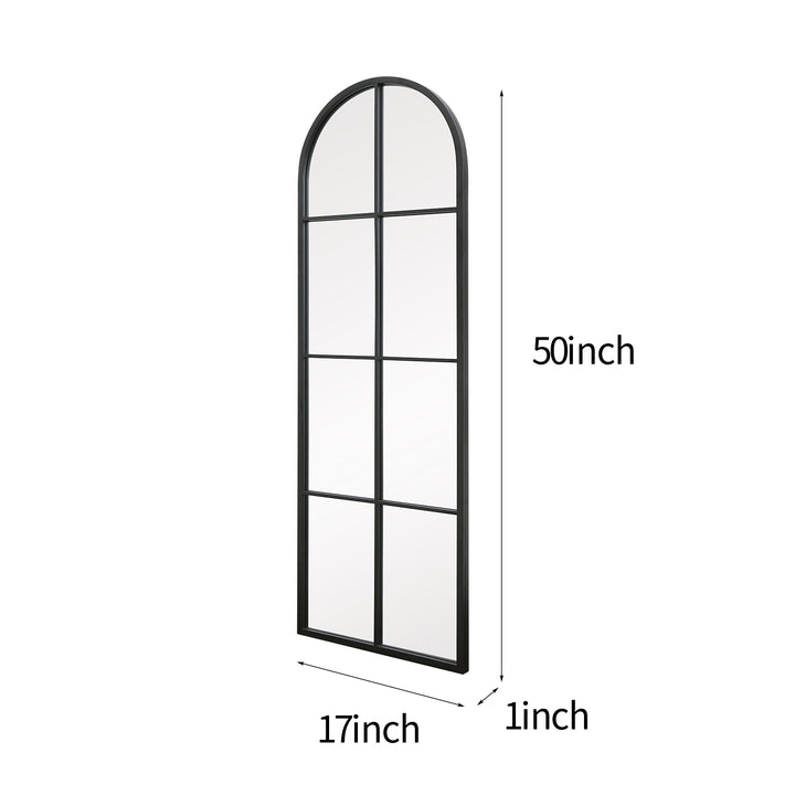 Metal Arch Window Pane Wall Mirror