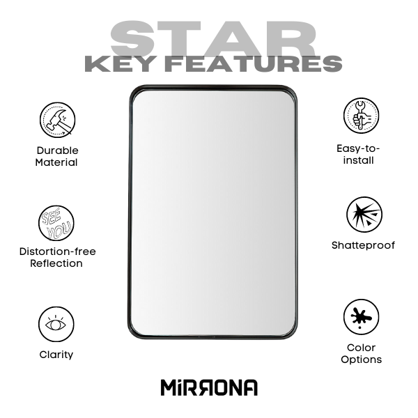 STAR Rectangle Metal Frame Bathroom Vanity Mirror