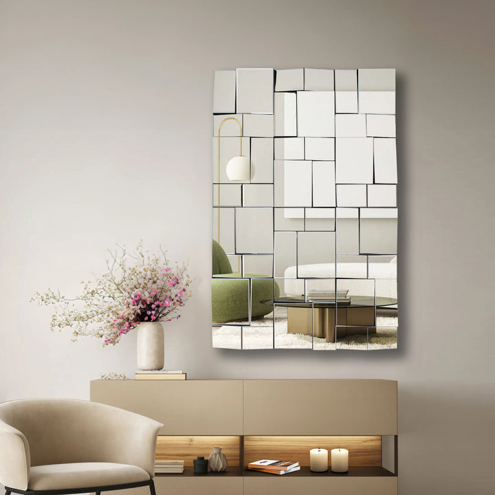 LYRA Rectangle Decorative Accent 3D Wall Mirror