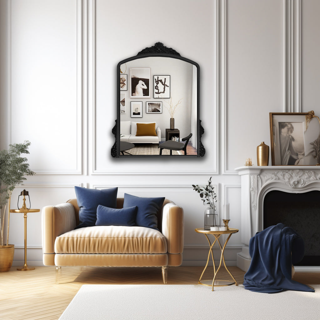 FRENCH Antique Crown Top Wall Mirror