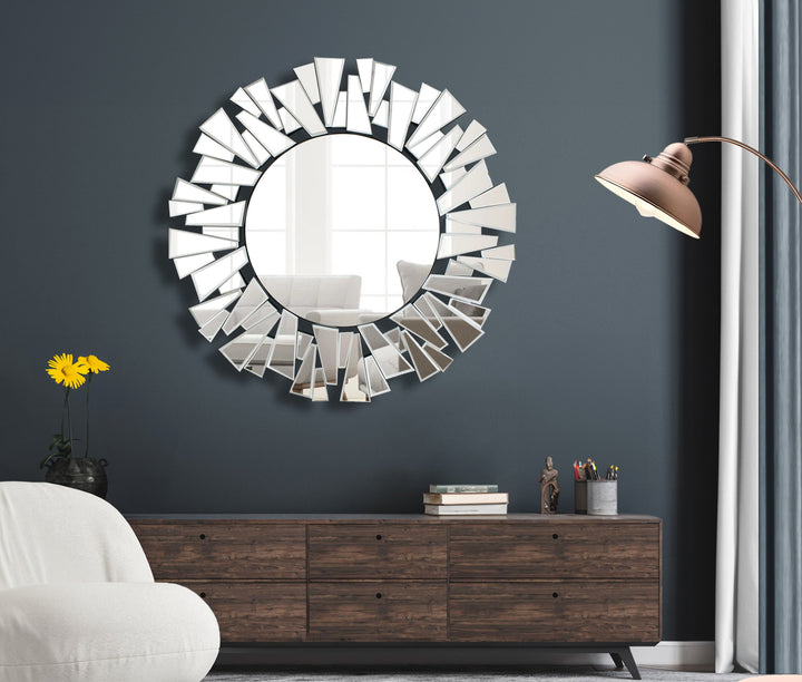 PEGASUS Round Sunburst 3D Accent Wall Mirror