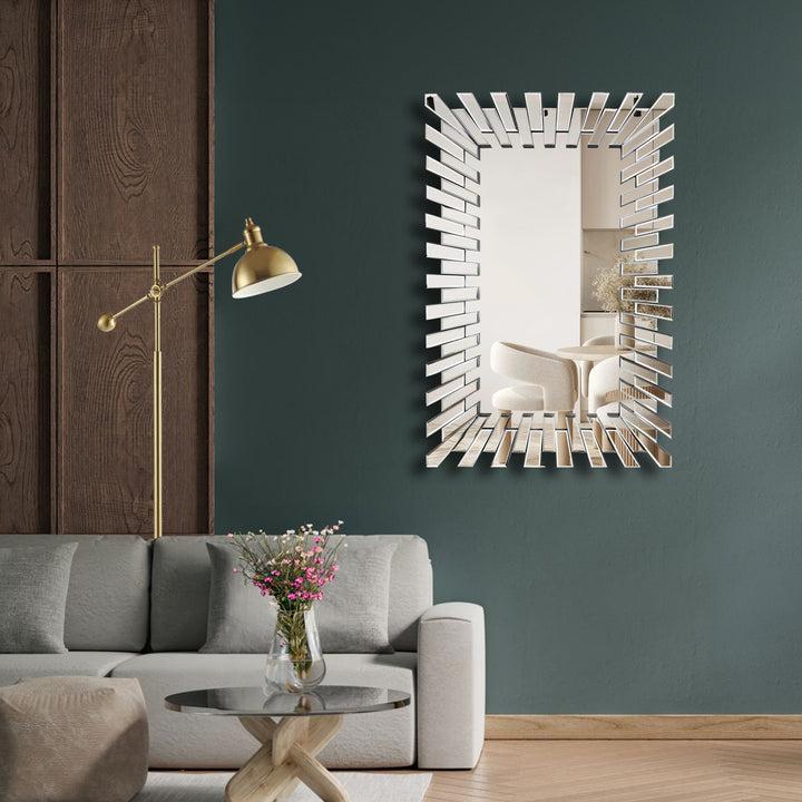 POLARIS Sunburst Accent Rectangle Glass Wall Mirror