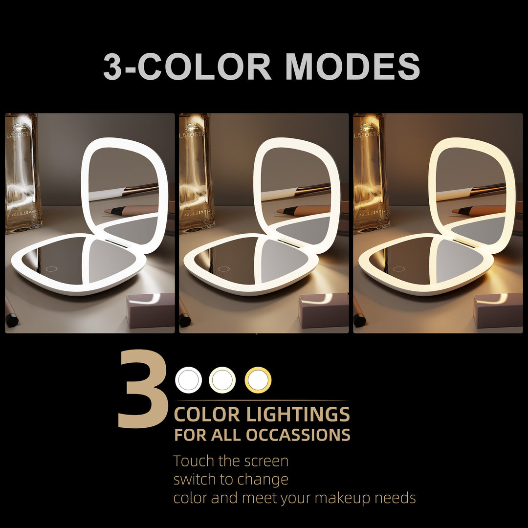 CHARON Compact Portable Rounded LED Makeup Mirror, 10X Magnification