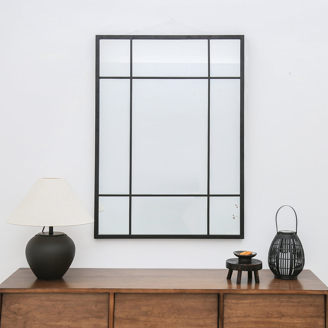 MONZA Rectangle Metal Wall mirror, Window Pane Mirror