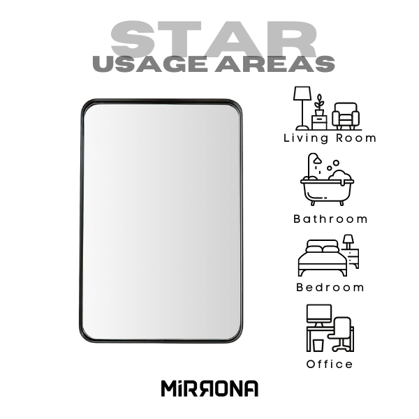 STAR Rectangle Metal Frame Bathroom Vanity Mirror