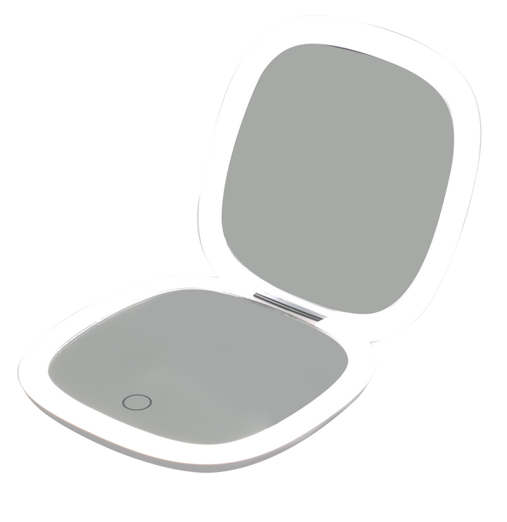 CHARON Compact Portable Rounded LED Makeup Mirror, 10X Magnification
