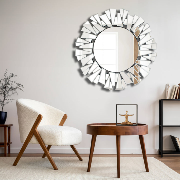 PEGASUS Round Sunburst 3D Accent Wall Mirror