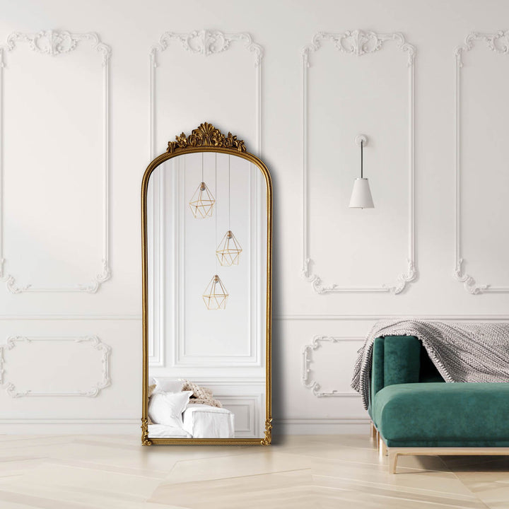 UMBRA Large Arch Mirror, Decorative Wood Gold Mirror 26x66 inches